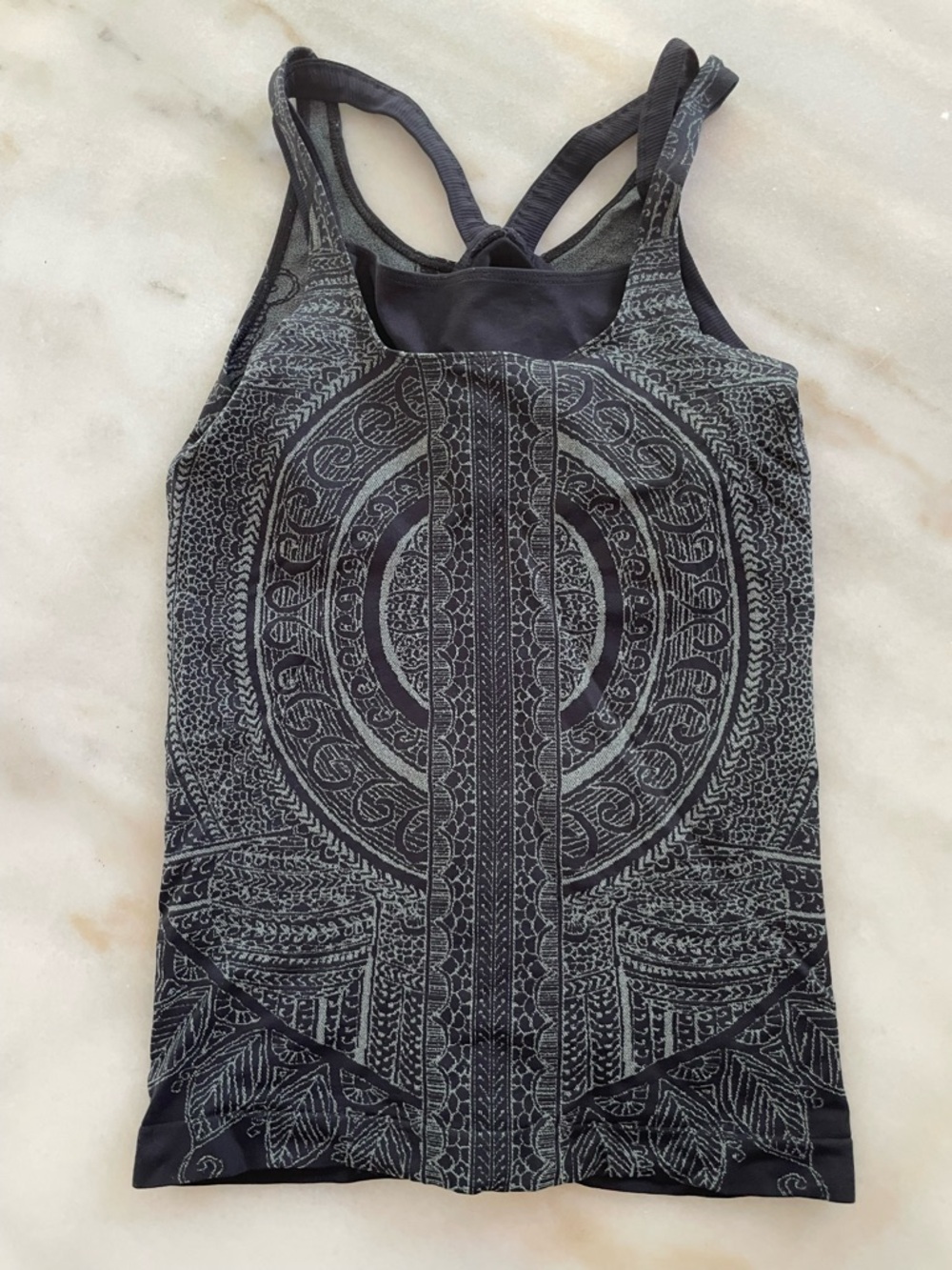 Athleta Black and Gray Printed Racerback Tank size S